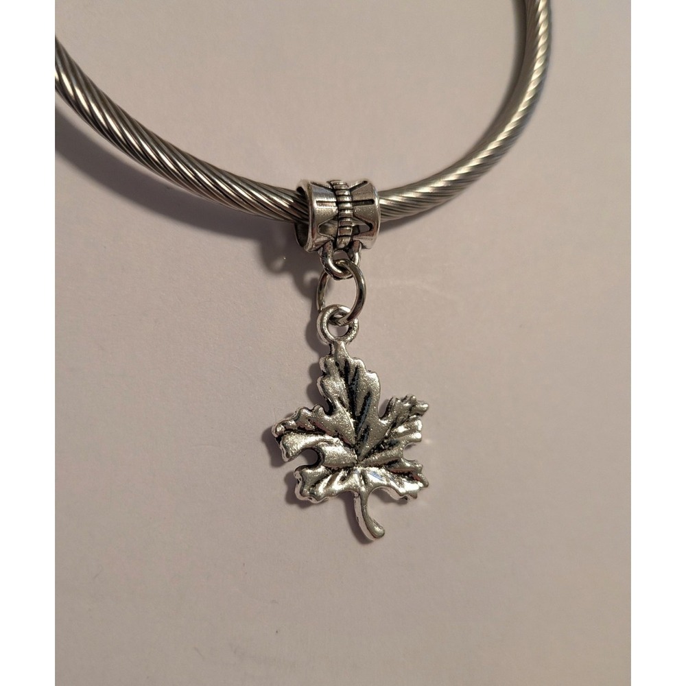 Silver Maple Leaf Dangle Charm for‎ European Style Bracelets Nature Fall